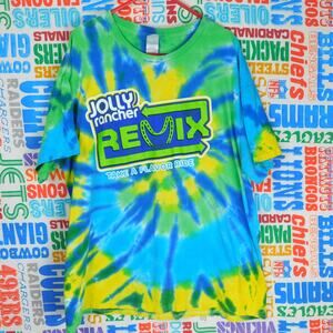 Jolly Rancher Remix T Shirt Size XL Tie Dye Candy Promo Blue Green Logo